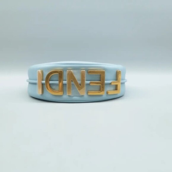 100% Authentic FENDI Fendigraphy Blue Leather Shoulder Bag 2007-071224 - Picture 4 of 12